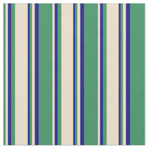 Sea Green, Tan, and Blue Colored Stripes Fabric
