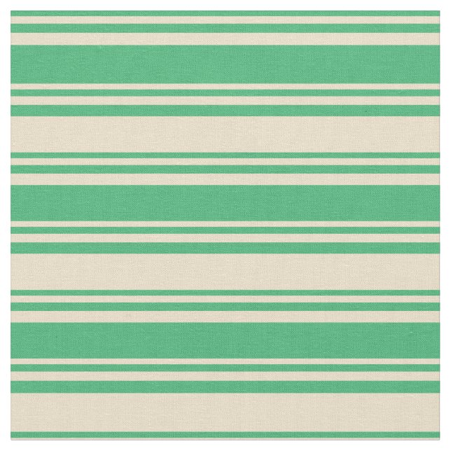 Sea Green & Tan Colored Lined Pattern Fabric (Close Up)