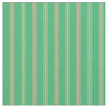 [ Thumbnail: Sea Green & Tan Colored Lined Pattern Fabric ]