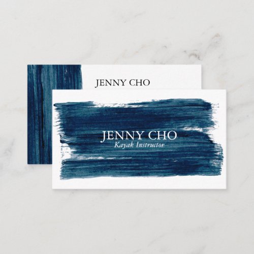 Sea Green Teal Blue Paint Stripe Brushstroke Bold  Business Card