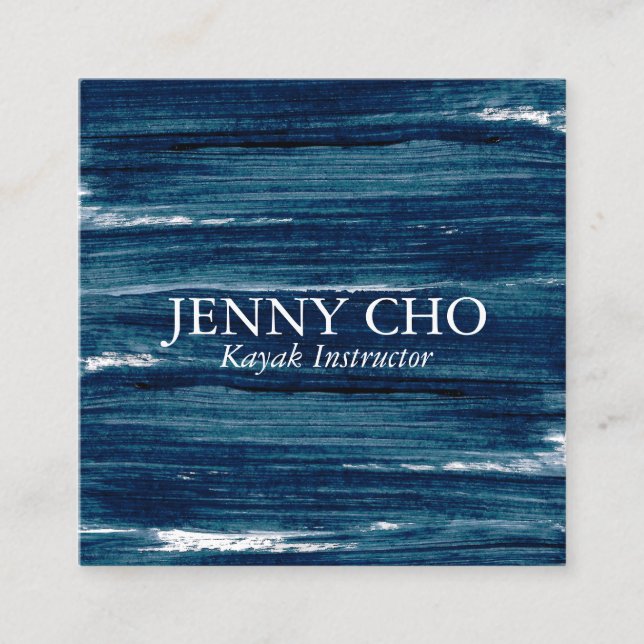 Sea green teal blue paint stripe business card (Front)
