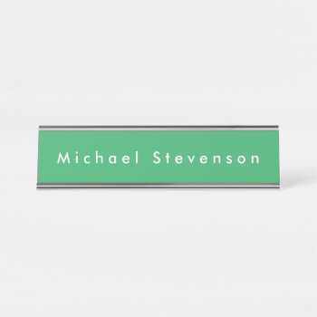 Sea Green Trendy Modern Professional Desk Name Plate by made_in_atlantis at Zazzle
