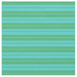 [ Thumbnail: Sea Green & Turquoise Stripes/Lines Pattern Fabric ]