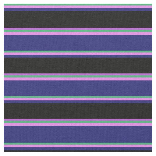 Sea Green, Violet, Midnight Blue, Black & Orchid Fabric