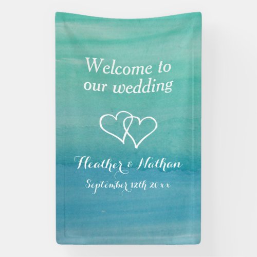 Sea green watercolor print welcome to our wedding banner