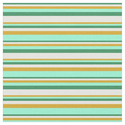 Sea Green, White, Goldenrod & Aquamarine Colored Fabric