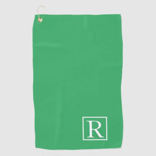 Sea Green White Monogram Initial Name Cute Custom Golf Towel