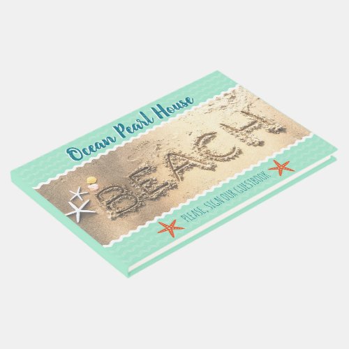 sea green with sand starfish shell beach house guest book