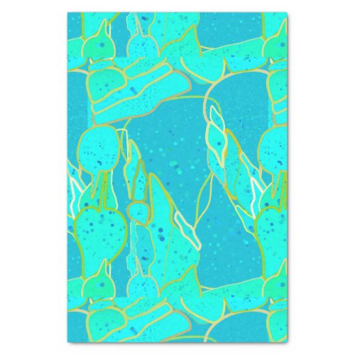 Sea Grotto Abstract Turquoise Aqua and Gold Tissue Paper