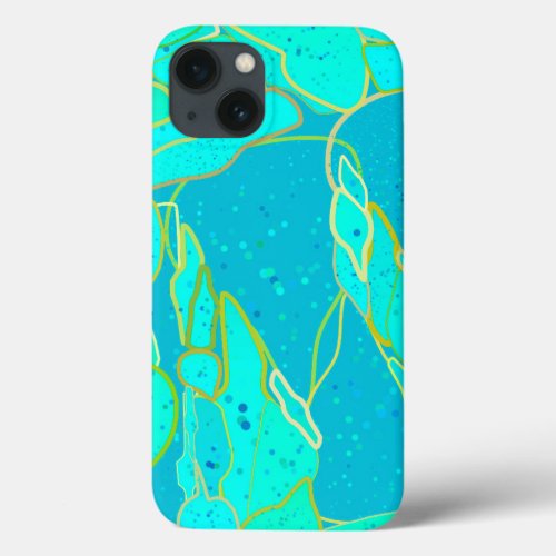 Sea Grotto abstract _ turquoise blue gold iPhone 13 Case