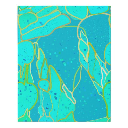 Sea Grotto abstract _ turquoise blue gold Faux Canvas Print