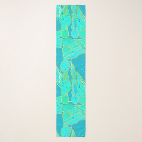 Sea Grotto abstract _ turquoise blue gold Scarf
