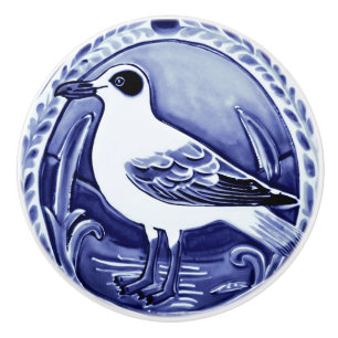 Sea gull Blue and White Ocean Marine Bird Seagull Ceramic Knob
