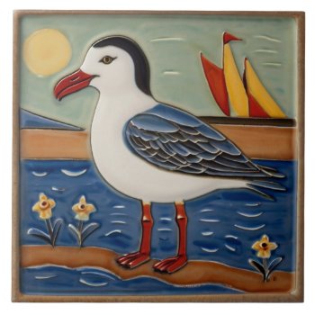 Sea Gull Ocean Marine Bird Seagull Ceramic Tile by inspirationzstore at Zazzle