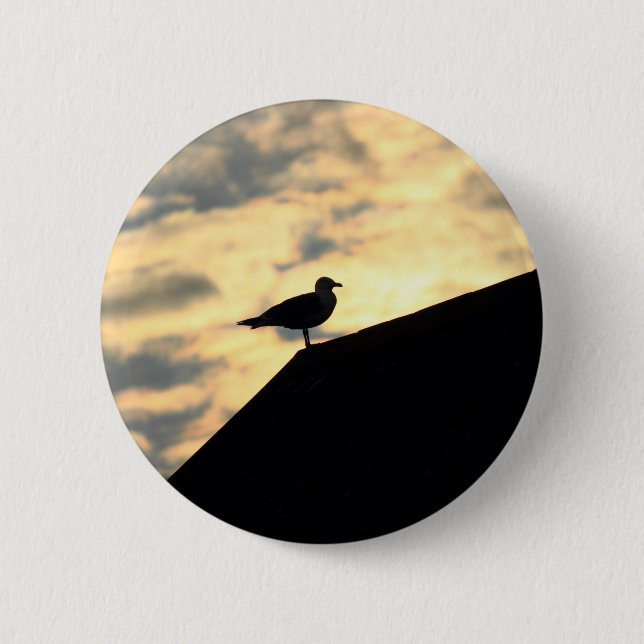 Sea Gull Sunset Pinback Button (Front)