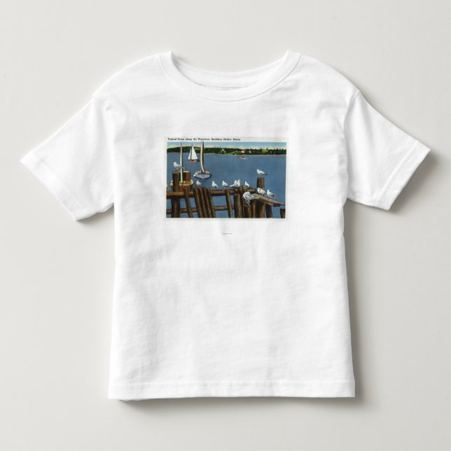 Sea Gulls and Sailboats Along the Waterfront Toddler T-shirt (Front)