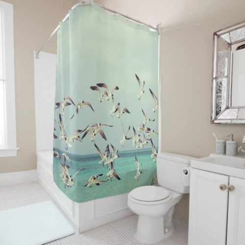 Sea Gulls In Flight Shower Curtain