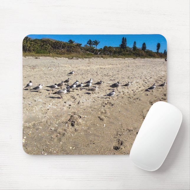 Sea Gulls Take the Beach Mousepad (With Mouse)