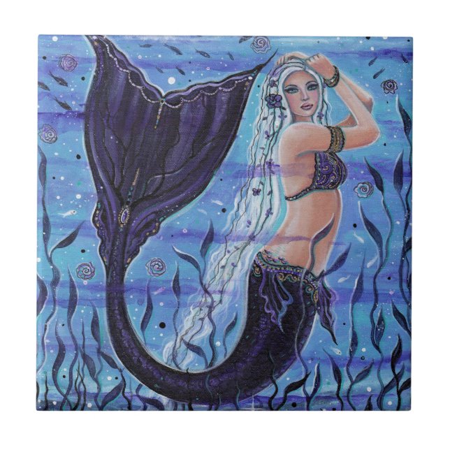 Sea Gypsy mermaid by Renee Lavoie Ceramic Tile (Front)