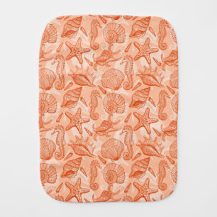 Sea hand drawn pattern baby burp cloth