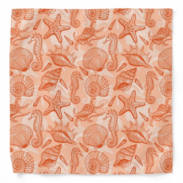 Sea hand drawn pattern bandana (Front)