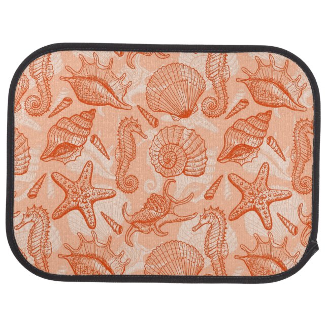 Sea hand drawn pattern car mat (Rear)