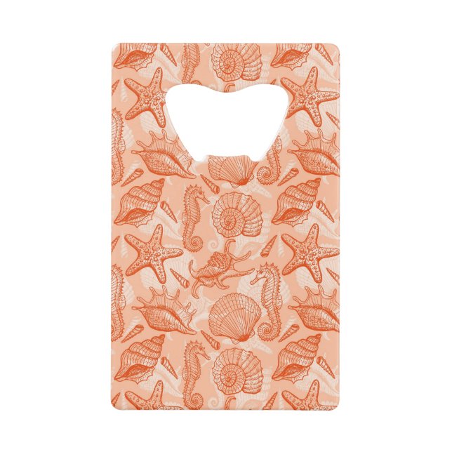 Sea hand drawn pattern credit card bottle opener (Front)