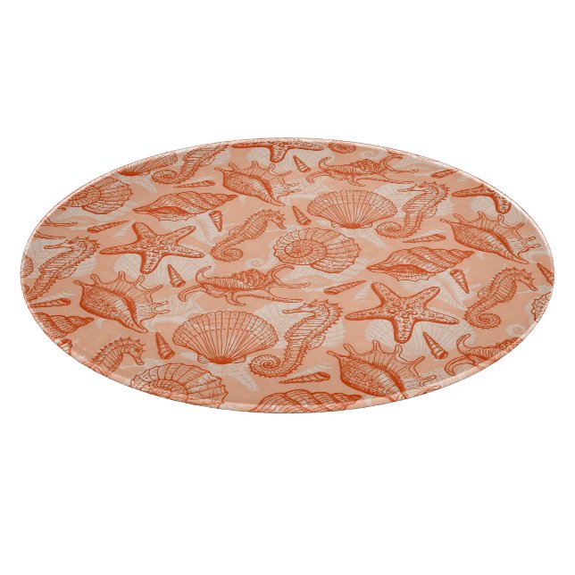 Sea hand drawn pattern cutting board (Corner)