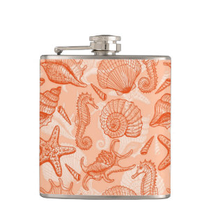 Sea hand drawn pattern flask