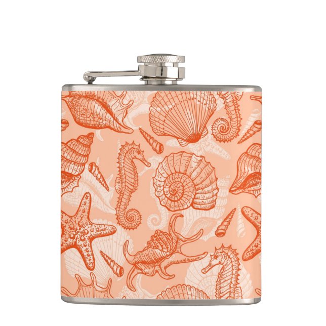 Sea hand drawn pattern flask (Front)