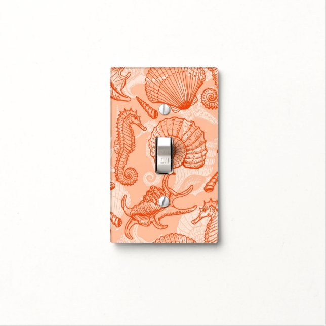 Sea hand drawn pattern light switch cover (In Situ)