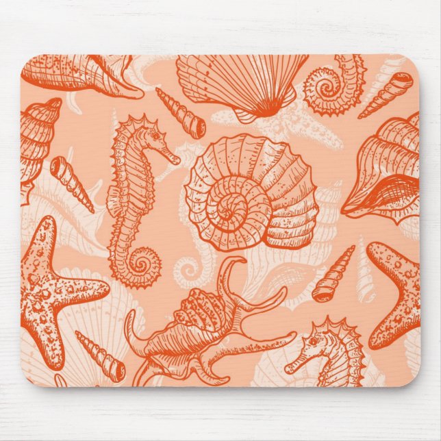 Sea hand drawn pattern mouse pad (Front)