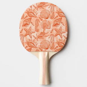 Sea hand drawn pattern ping pong paddle