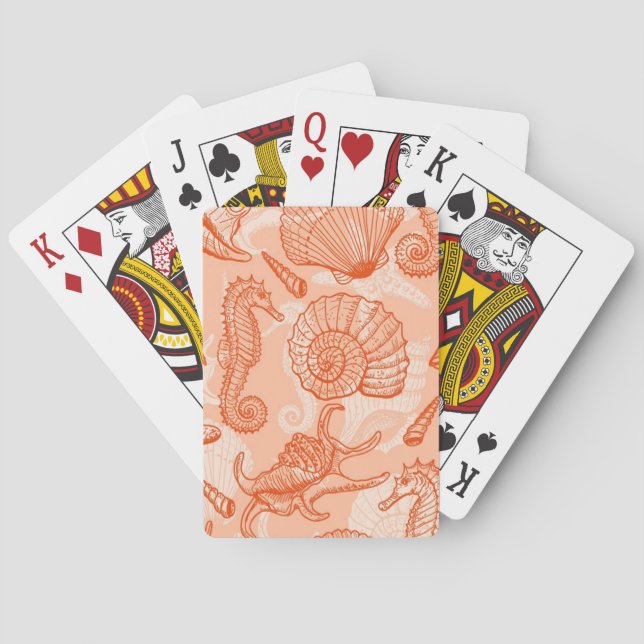 Sea hand drawn pattern poker cards (Back)