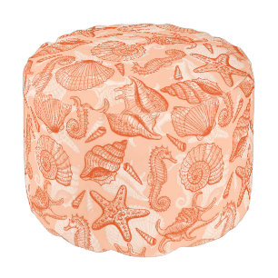 Sea hand drawn pattern pouf