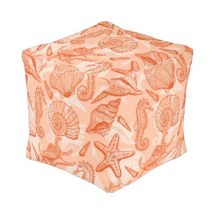 Sea hand drawn pattern pouf