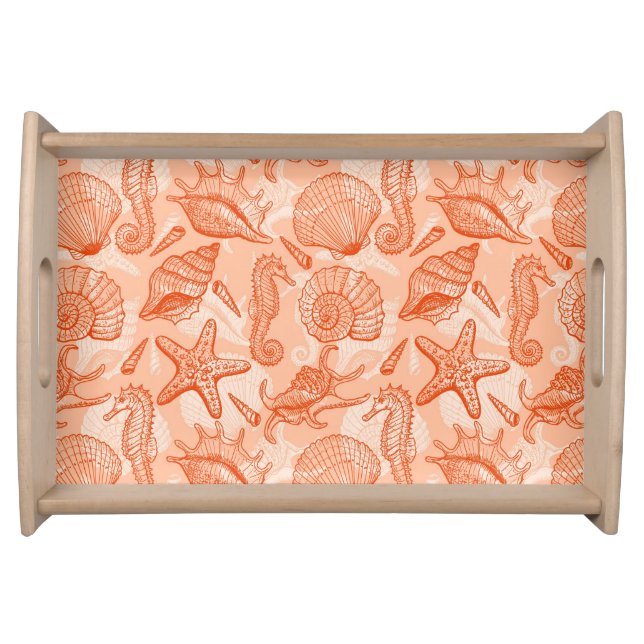 Sea hand drawn pattern serving tray (Front)