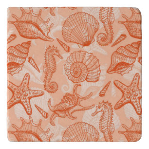 Sea hand drawn pattern trivet