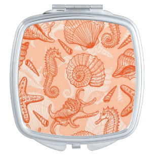Sea hand drawn pattern vanity mirror