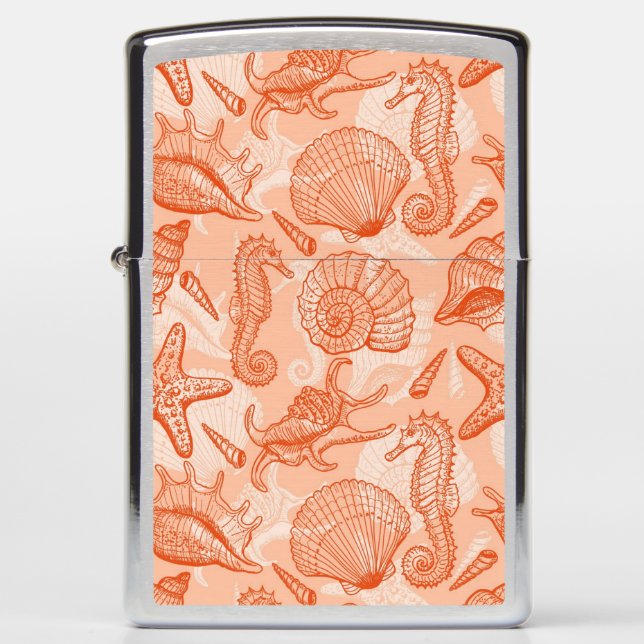 Sea hand drawn pattern zippo lighter (Front)