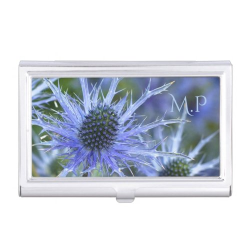 Sea Holly Thistle Monogram Business Card Case