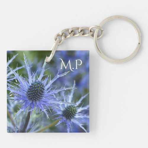 Sea Holly Thistle Monogram Keychain