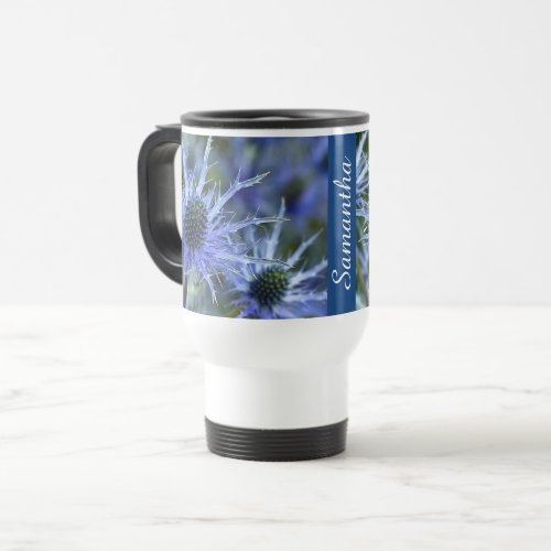 Sea Holly Thistle Personalised Travel Mug