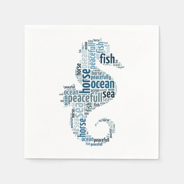Sea horse as word cloud design napkins (Front)