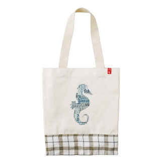 Sea horse as word cloud design zazzle HEART tote bag