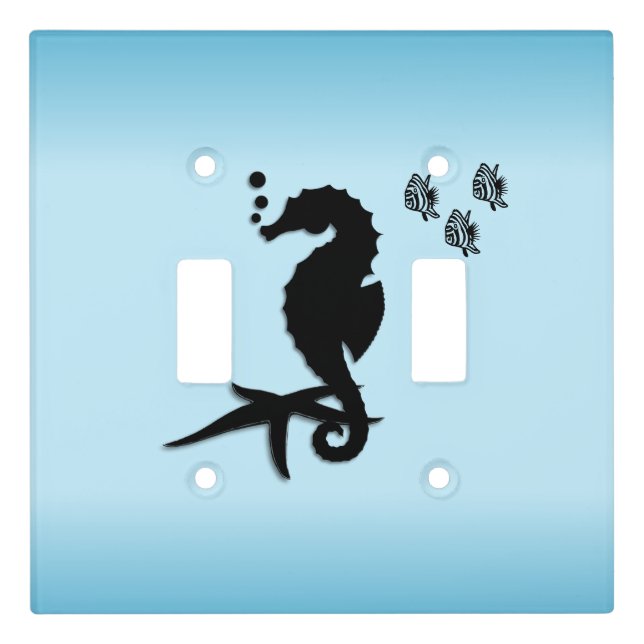 Sea Horse Blue Light Switch Cover (Front)