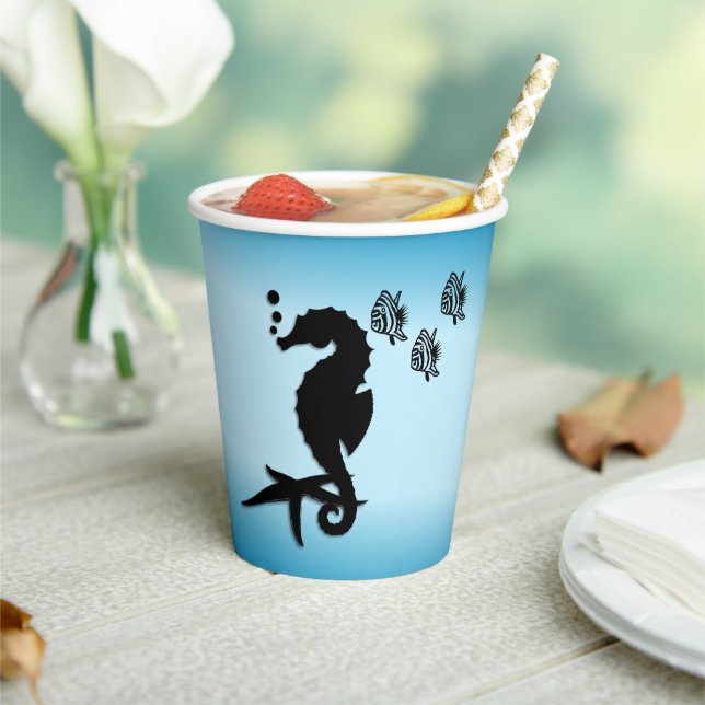 Sea Horse Blue Paper Cup (Insitu)