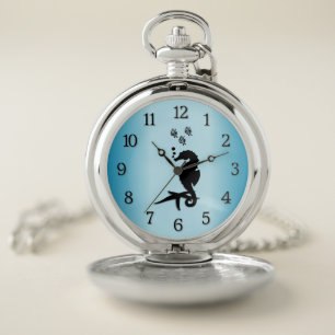 Sea Horse Blue Pocket Watch
