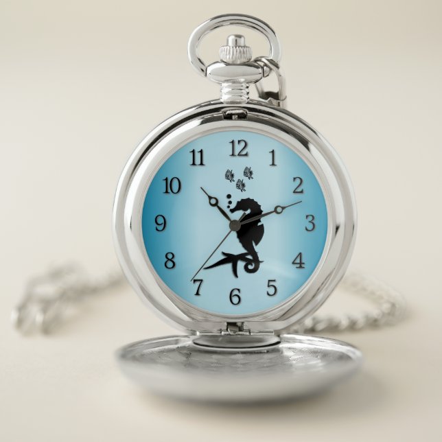Sea Horse Blue Pocket Watch (Inside)