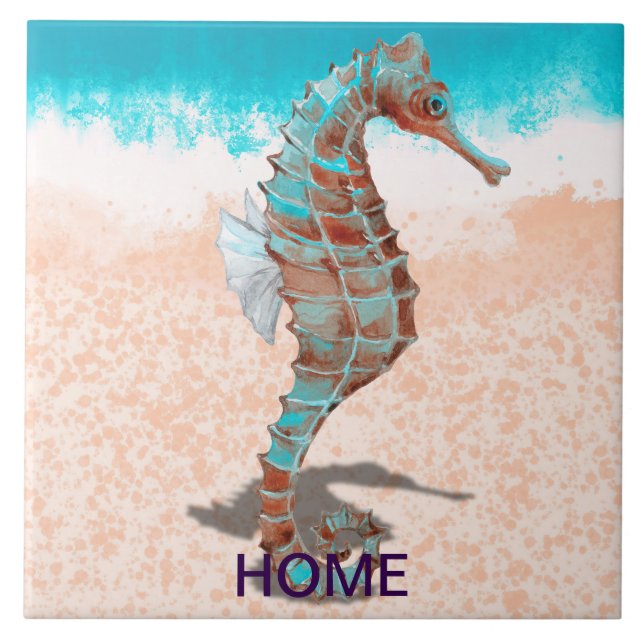 Sea horse  ceramic tile (Front)